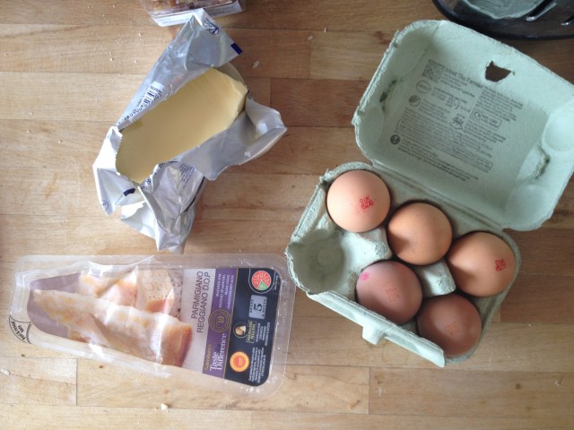 Parmesan, large eggs and butter